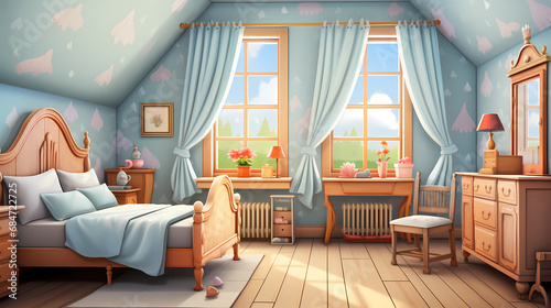 Cozy interior bedroom with ...