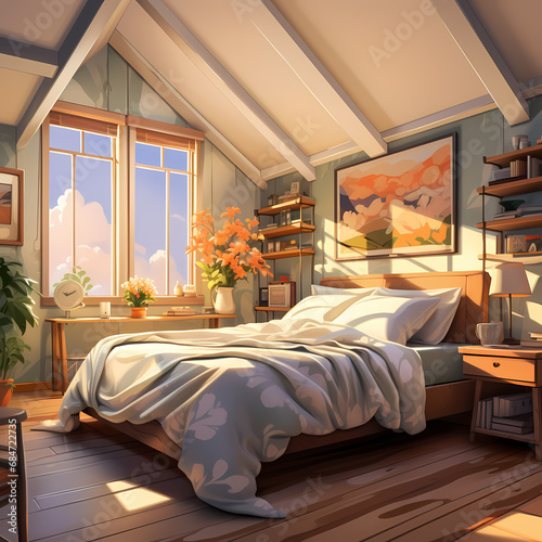 Cozy interior bedroom with ...