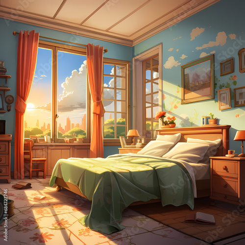 Cozy interior bedroom with ...