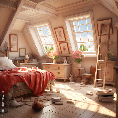 Cozy interior bedroom with ...