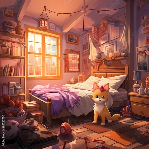 Cozy interior bedroom with ...