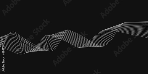 Abstract Black background with a glowing abstract waves. Abstract wave element for design. Digital frequency track equalizer, Futuristic background design. Long exposure, Light painting photography.