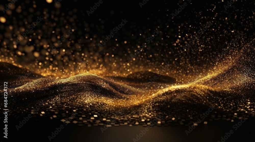 Obraz premium Black and gold background with a lot of sparkles.