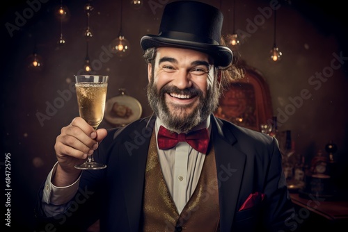 american man holding drink in the New Year