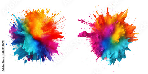 A colorful explosion of multi-colored paints, cut out - stock png.