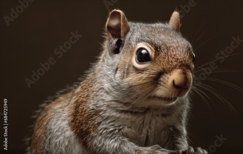 Close up portrait of a grey squirrel, Sciurus carolinensis. Wilderness Concept. Wildlife Concept.