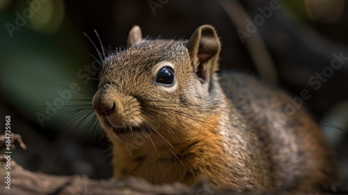 Portrait of a cute squirrel looking at the camera in the forest. Wilderness Concept. Wildlife Concept.