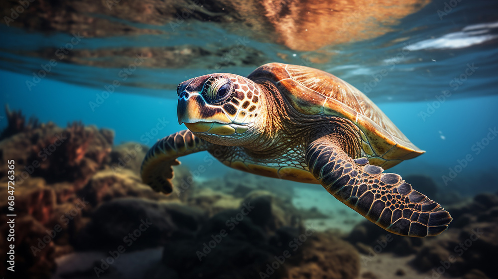Fototapeta premium sea turtle swimming