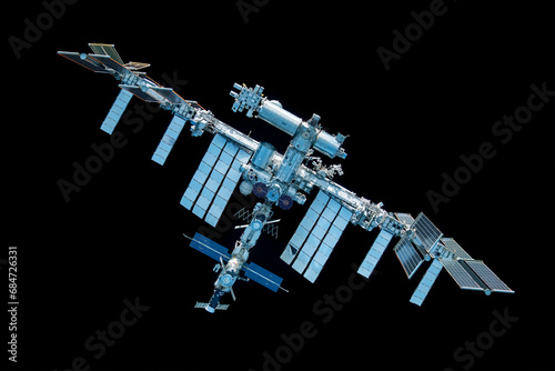 Fototapeta Naklejka Na Ścianę i Meble -  ISS above the surface of planet earth. Elements of this image furnished by NASA