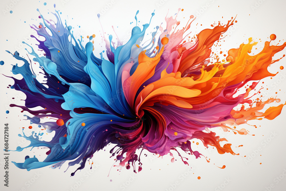 A vibrant and artistic vector illustration featuring dynamic color splashes on a white background. Ai generated