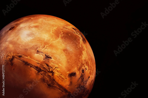 Fototapeta Naklejka Na Ścianę i Meble -  Planet Mars on a dark background. Elements of this image furnished by NASA