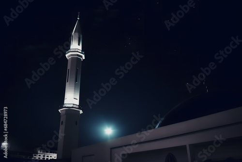 Mosque ramadan kareem, night, moon. Neural network AI generated art photo