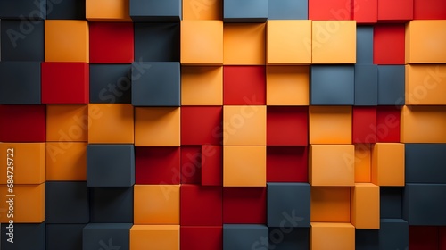 Multi-colored acoustic panels enhancing both aesthetics and sound control.