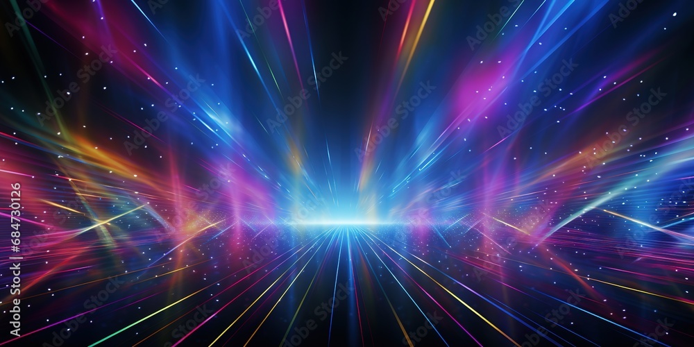 Digitally Generated Disco Laser neon Background.