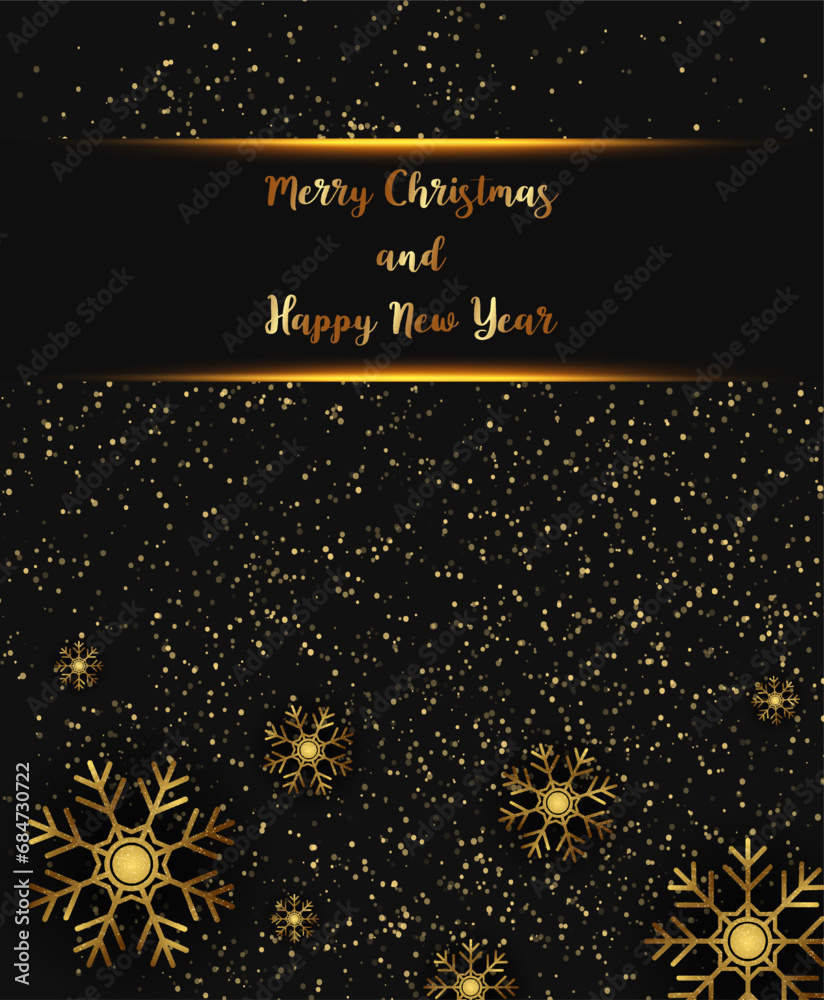 Christmas and New Year vector black background with sparkle dust ...