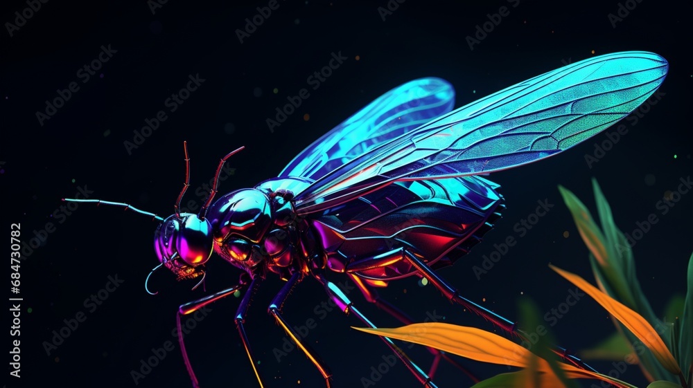 Fototapeta premium Achrioptera Manga animal neon Color illustration AI Generated pictures