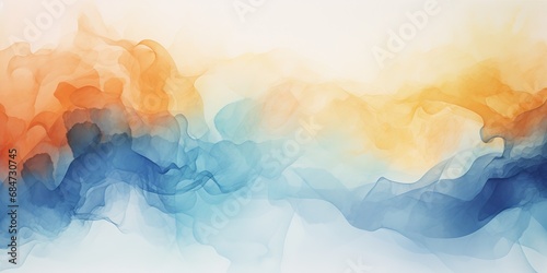 Wallpaper of blended cool blues and warm oranges, this is watercolor - inspired abstract piece of background.