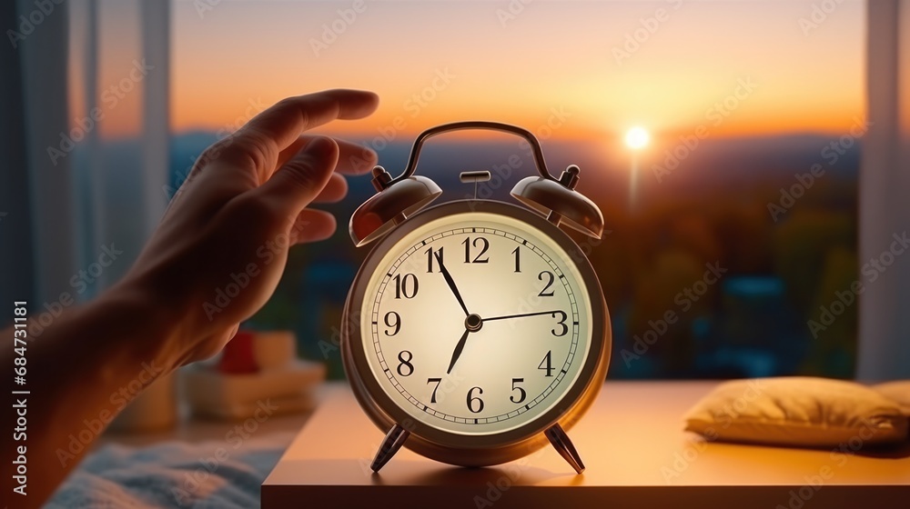 hand reaching out for alarm clock in the morning hand reaching out for alarm clock in the morning