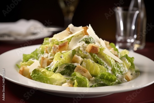 classic Caesar salad, radiating freshness and culinary elegance