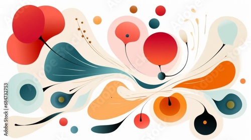 Abstract colorful floral shapes. Bright vibrant organic pattern. Simple naive style illustration.