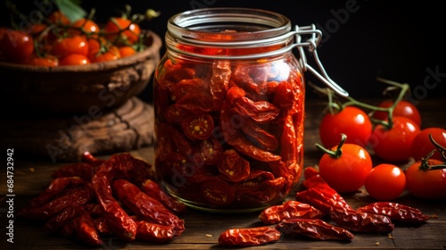 dried tomatoes in a jar ai generated