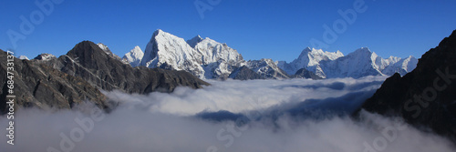 High mountains in the Sagarmatha Nationalpark, Nepal. Gokyo Valley. photo