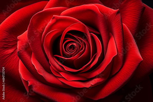 Close-up of a Fully Bloomed Red Rose, Red Rose Close-up, Generative AI