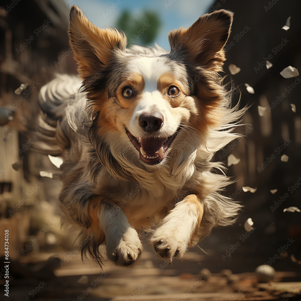 happy dog running
