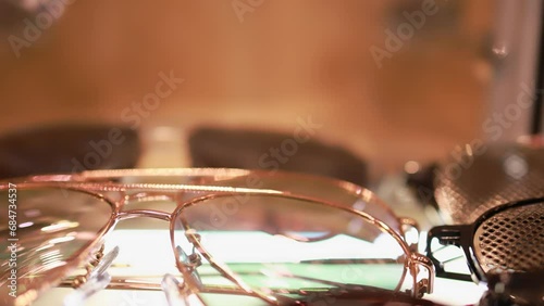 Glasses on the shop window. photo