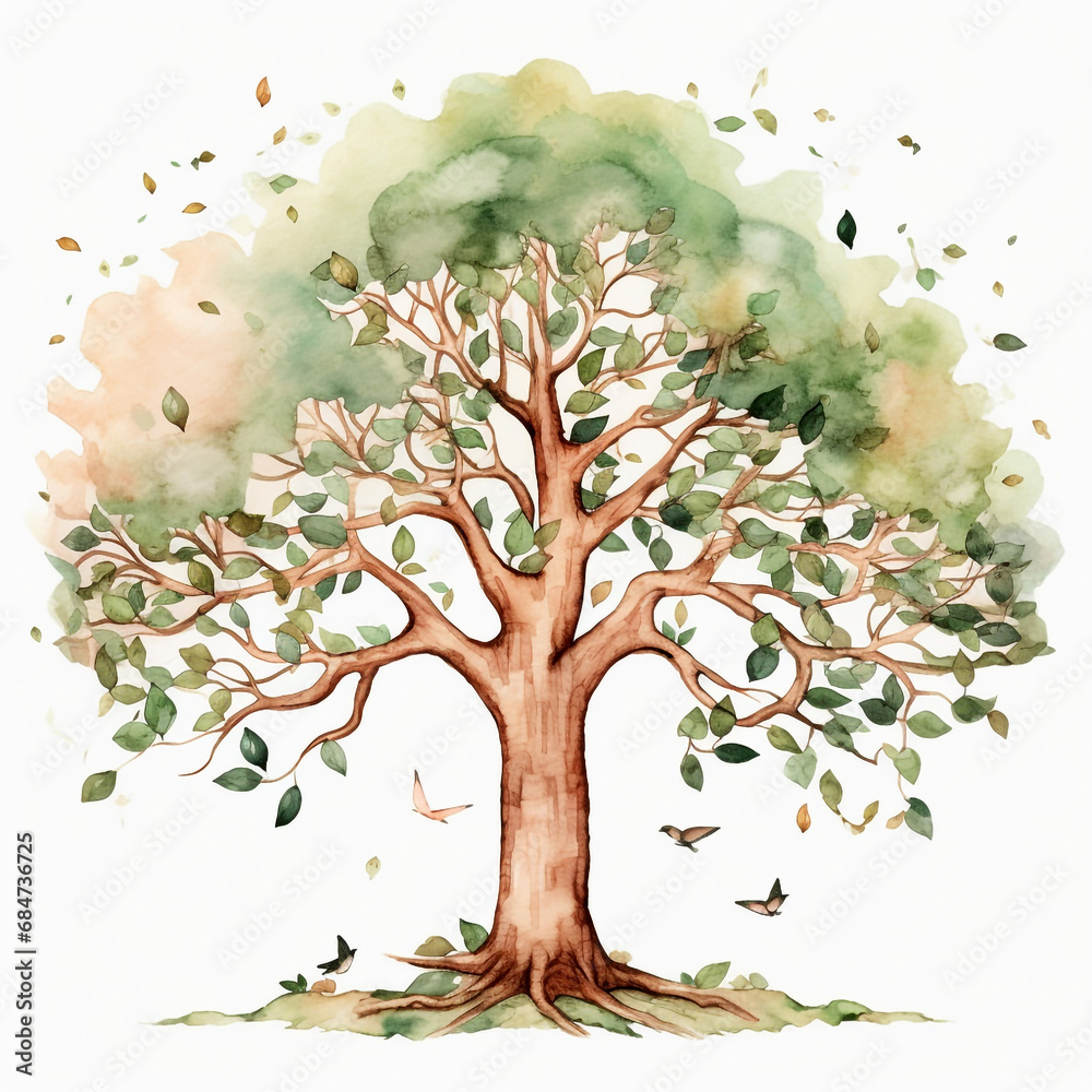 Fototapeta premium Ai Generated tree with leaves