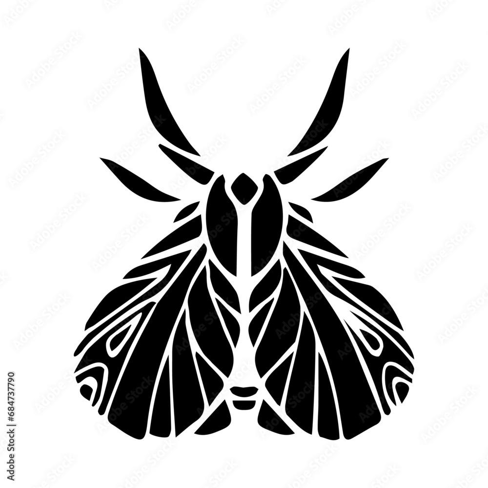 Silhouette,doodle of a winged insect night moth.Vector graphics. Silhouette,doodle of a winged insect night moth.Vector graphics.
