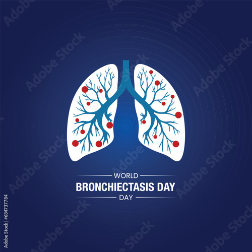 World Bronchiectasis Day. Bronchiectasis Day vector illustration. Pair of lungs inflamed with mucus caused by Bronchiectasis.

