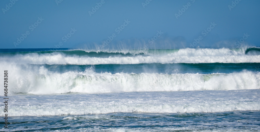 Atlantic roller tube waves on French beach