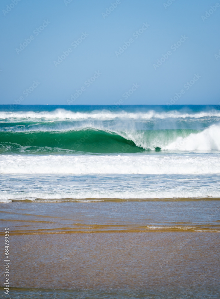 Atlantic roller tube waves on French beach