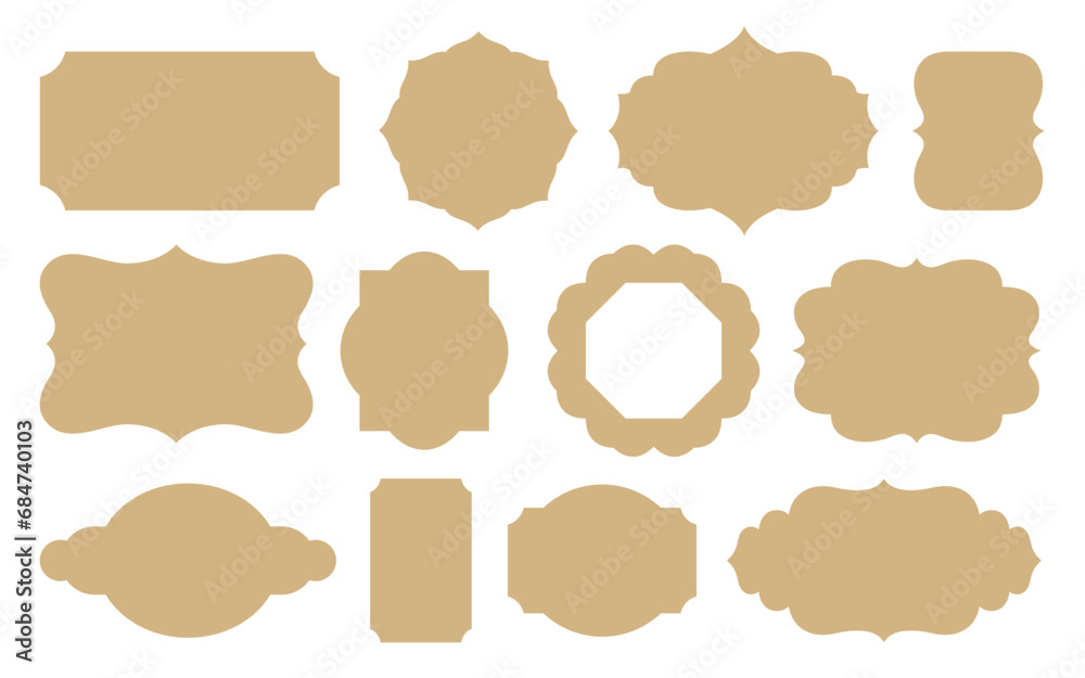 Old fashioned diecut frame contour collection. Vintage vector shapes