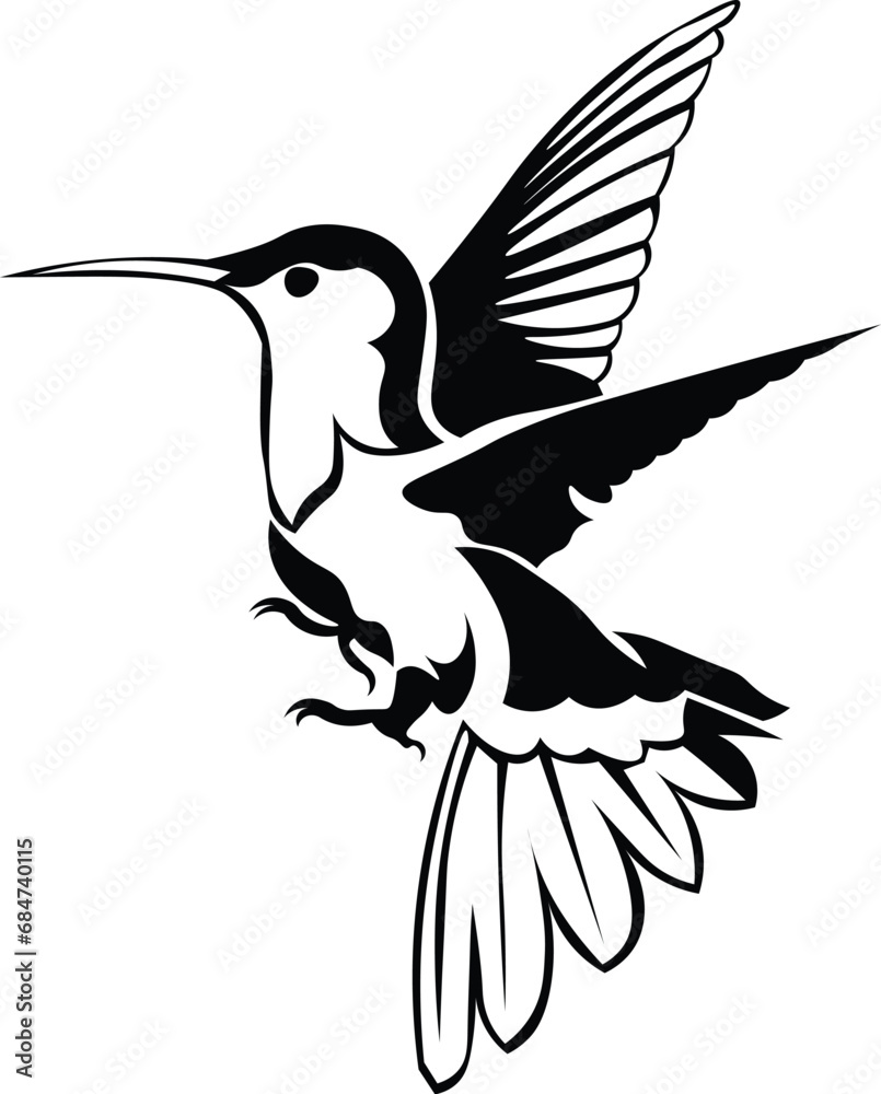 Obraz premium Cartoon Black and White Isolated Illustration Vector Of A Hummingbird Flying