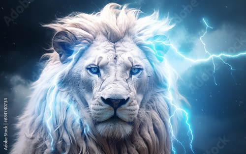 leão branco com olhos azuis  photo