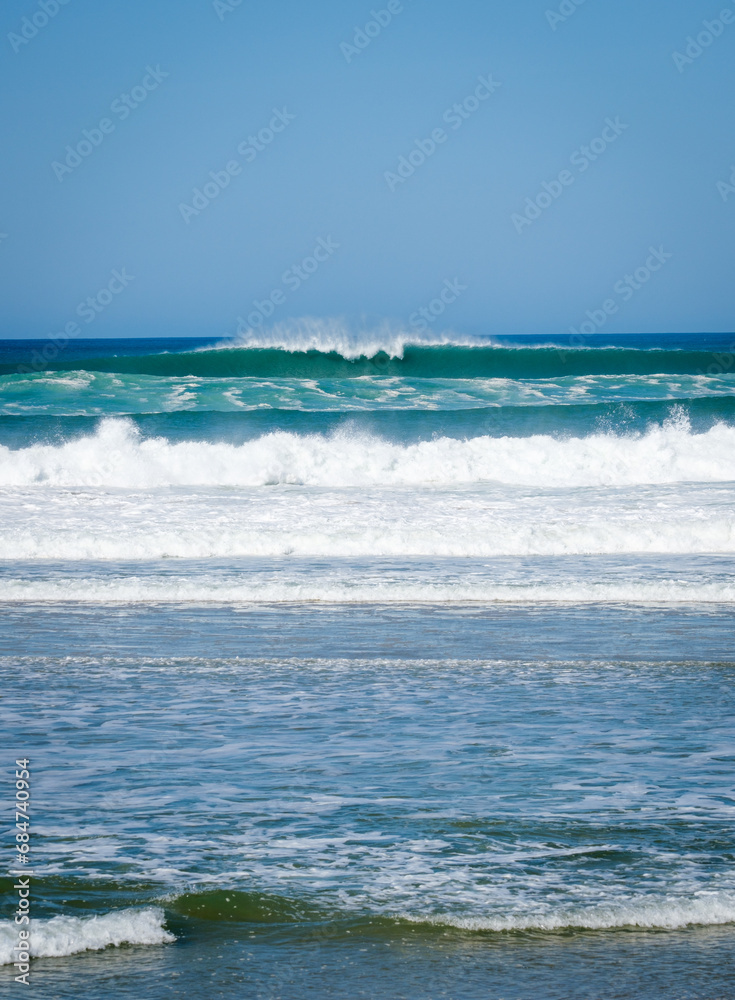 Atlantic roller tube waves on French beach Atlantic roller tube waves on French beach