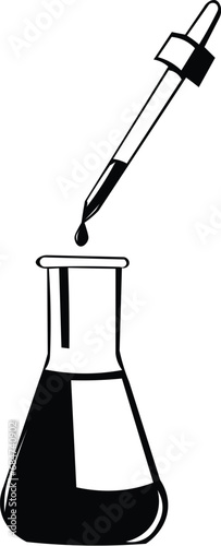 Cartoon Black and White Isolated Illustration Vector Of Scientific Glassware for Laboratories