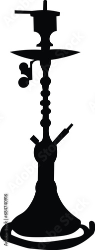 Cartoon Black and White Isolated Illustration Vector Of A Shisha Pipe
