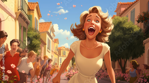 A young laughing woman with...