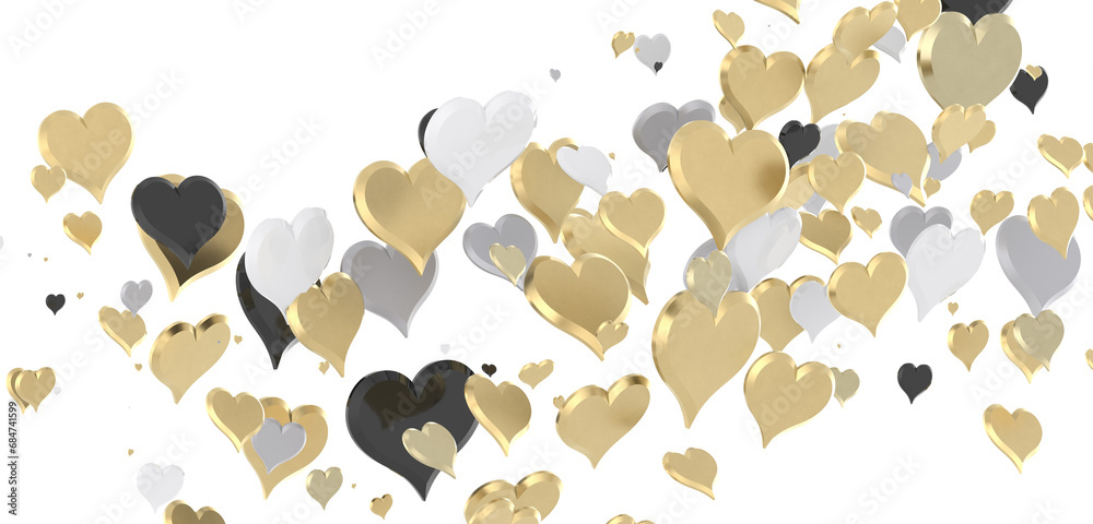 colorful flying hearts on a blue background. 3d colorful flying hearts on a blue background. 3d