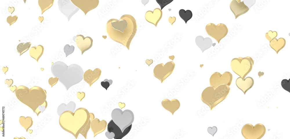 realistic isolated heart confetti on the transparent background for decoration and covering.