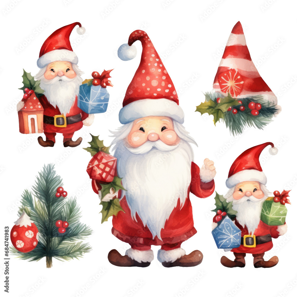 Set of christmas watercolor elements, transparent background Set of christmas watercolor elements, transparent background