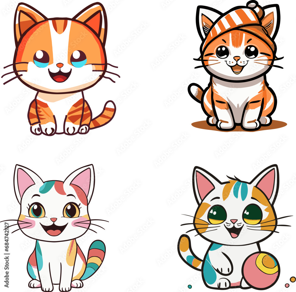 Group of cute cats vector image by illustrator Group of cute cats vector image by illustrator