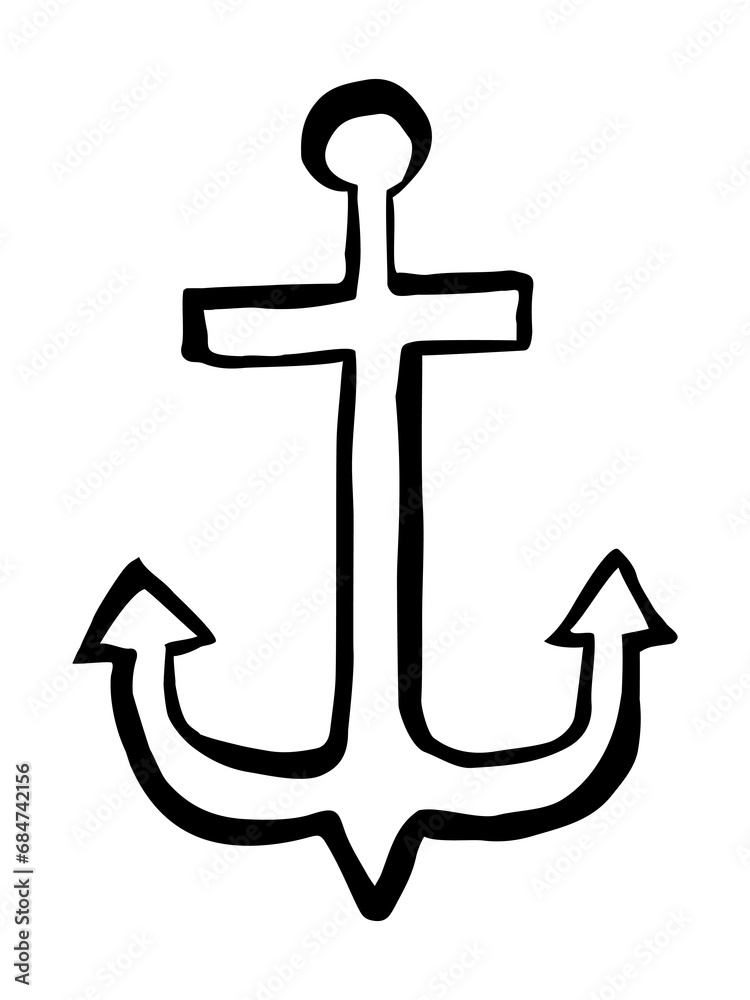 Anchor hand painted with black ink brush Anchor hand painted with black ink brush