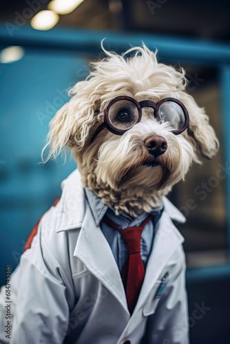 Generative AI illustration of veterinary dog in the clinic. animal intelligence
