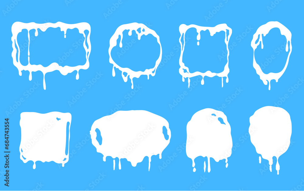 Fototapeta premium Milk yoghurt logo label splash blot frame isolated set. Vector graphic design illustration 