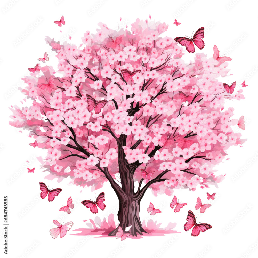 Fototapeta premium Cherry Blossom Tree Illustrations Clipart