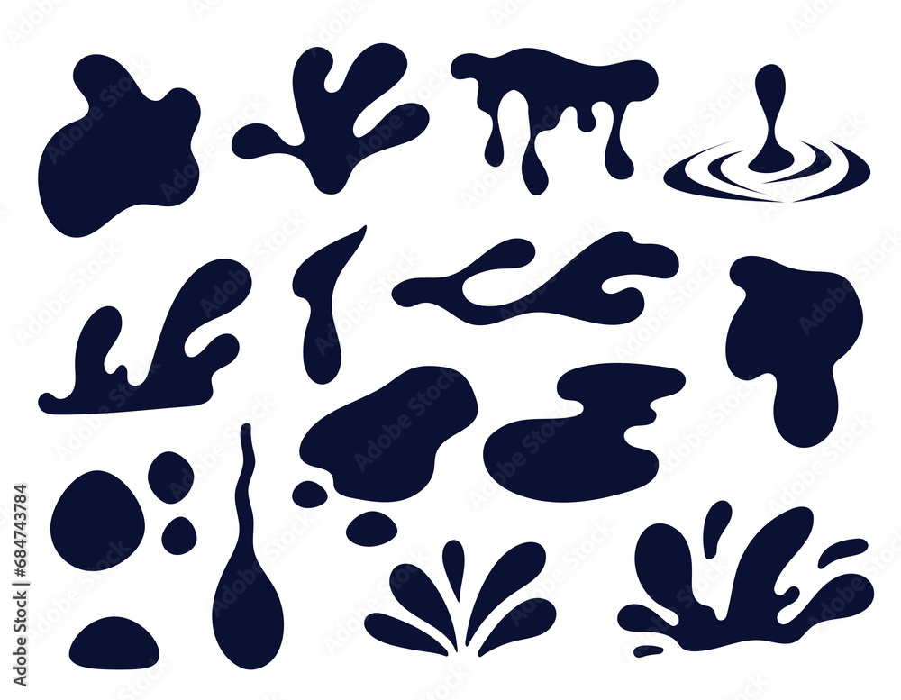 Black water drop splash shadow isolated set. Vector graphic design illustration Black water drop splash shadow isolated set. Vector graphic design illustration